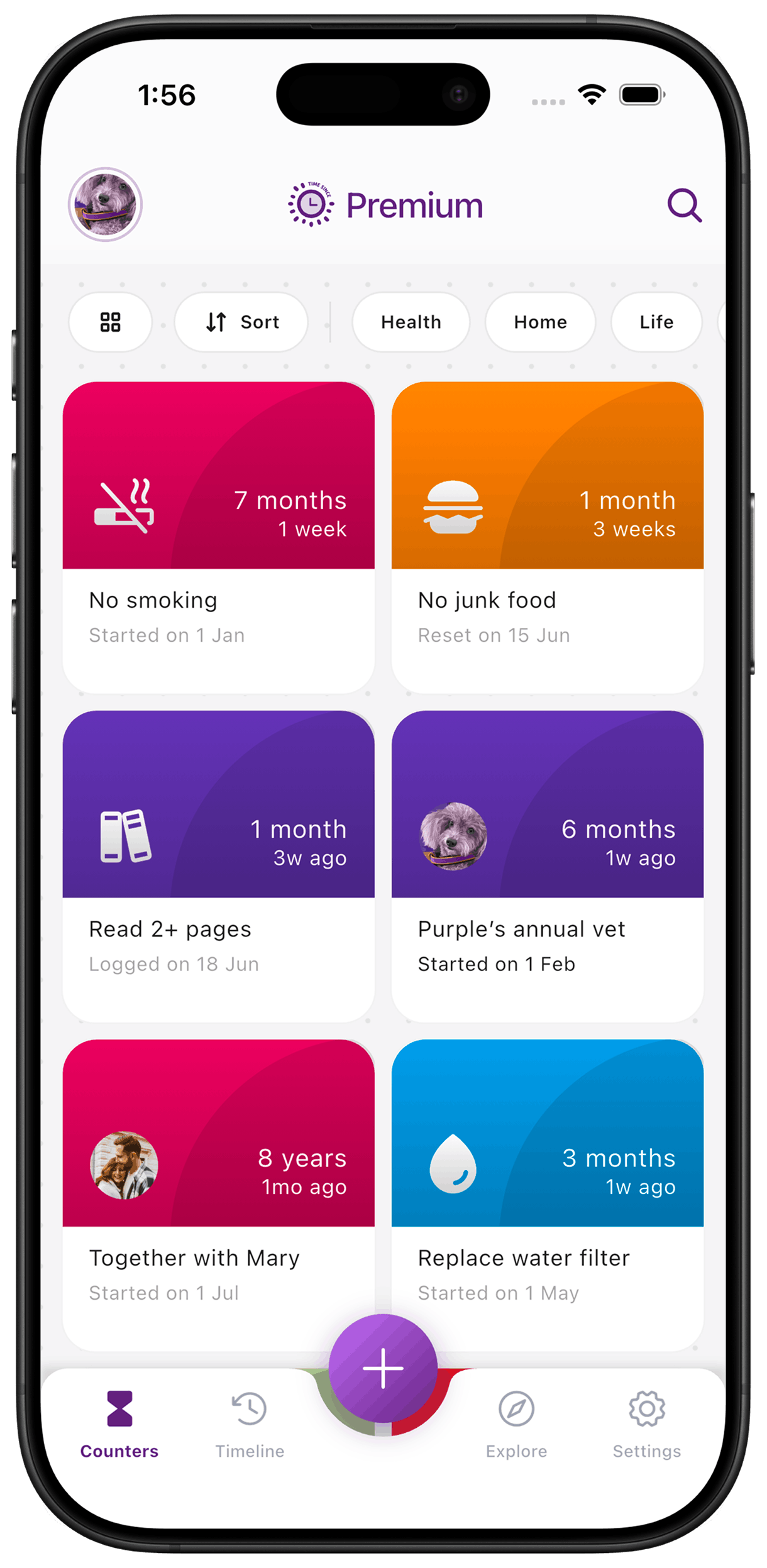 TimeSince App on Phone